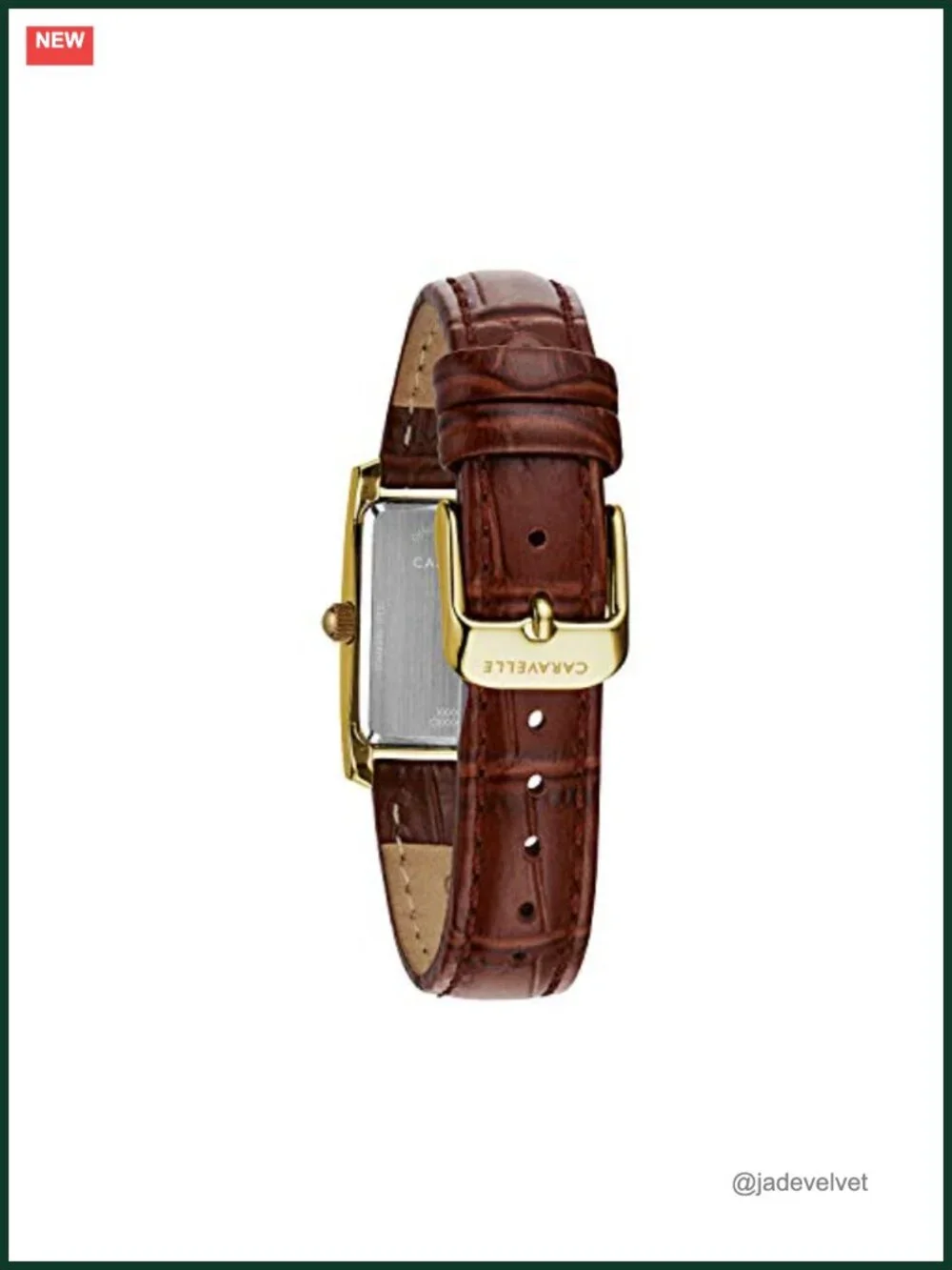Gold-Tone Stainless Steel Dress Watch Rectangle Roman Numeral Curved Mineral